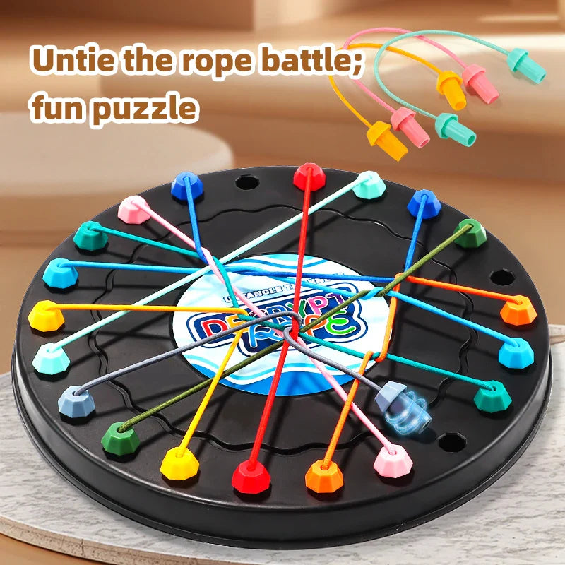 Rope Untangle Puzzle Game with 10 Elastic Ropes - Knot Brain Teaser & Family Travel Toy for Ages 14+