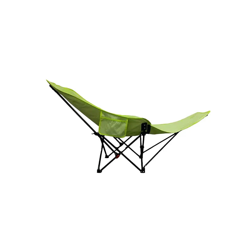Portable Folding Recliner Chair with Curved Headrest & Leg Rest, Lightweight Foldable Outdoor Beach and Camping Chair