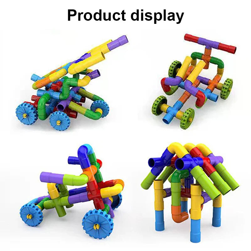 Marble Run Pipeline Building Block Toy for Kids Water Pipe Splicing Puzzle STEM Brain Development