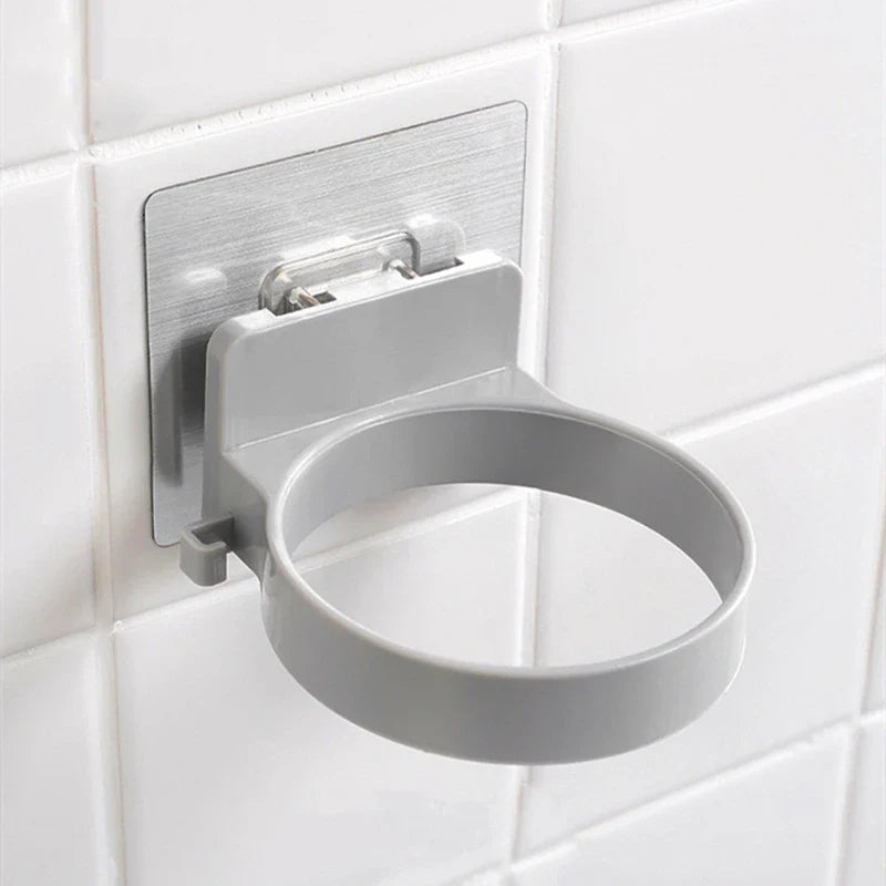 Wall-Mounted Hair Dryer Holder Stainless Steel Spiral Stand – Nail-Free Adhesive, 12 x 10 cm (4.72 x 3.94 in)