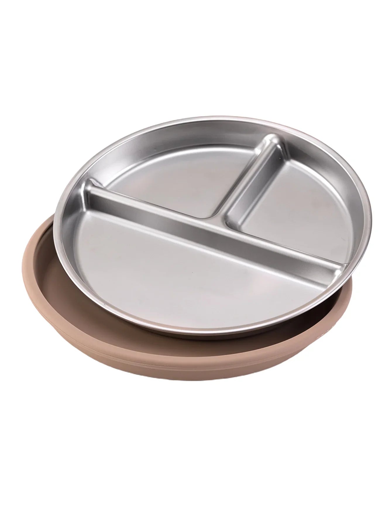 Stainless Steel Baby Plate with Detachable Suction Silicone Tray – Food-Grade Non-Slip Feeding Bowl for Infants & Toddlers