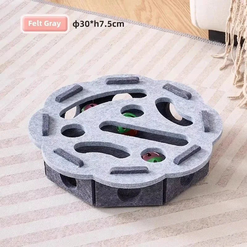 Felt Puzzle Box Cat Toy with Ball – Interactive Indoor Hunting, Exercise & Scratching Playhouse