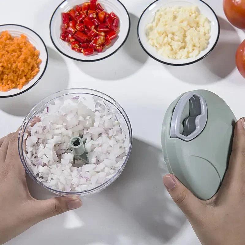 Manual Food Chopper 500ml (17 fl oz) / 900ml (30.4 fl oz) Hand-Pull Garlic Press & Meat Mincer — Vegetable Grinder Onion Cutter