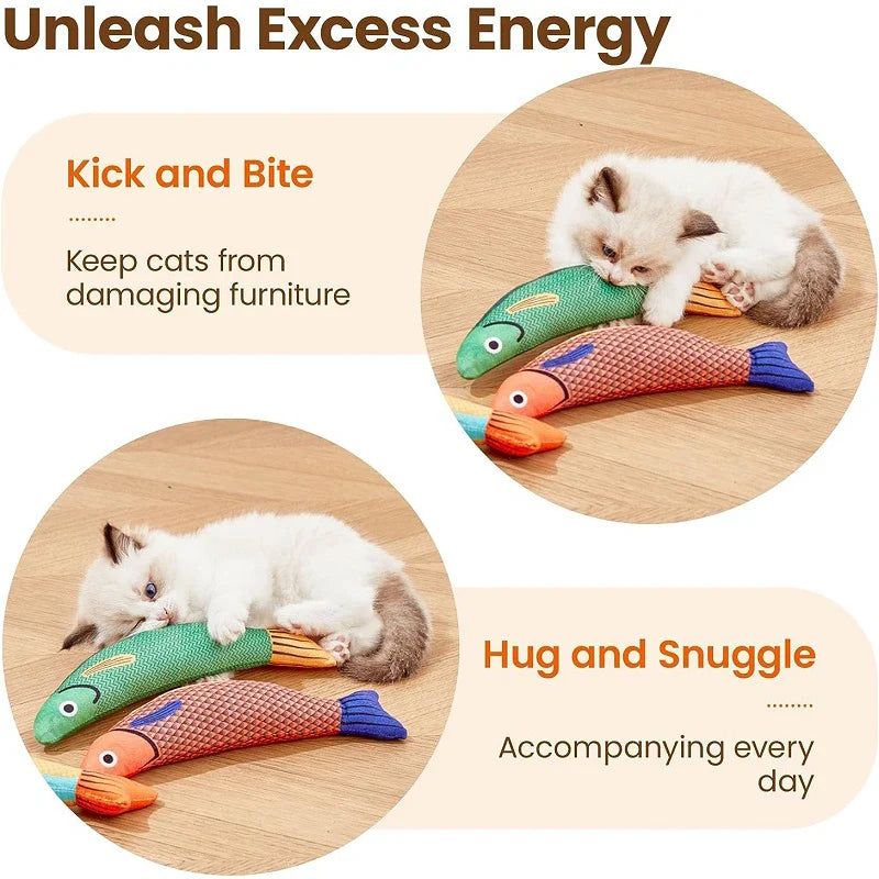 Catnip Plush Fish Toy - 3D Goldfish with Crinkle Sound for Cats & Kittens