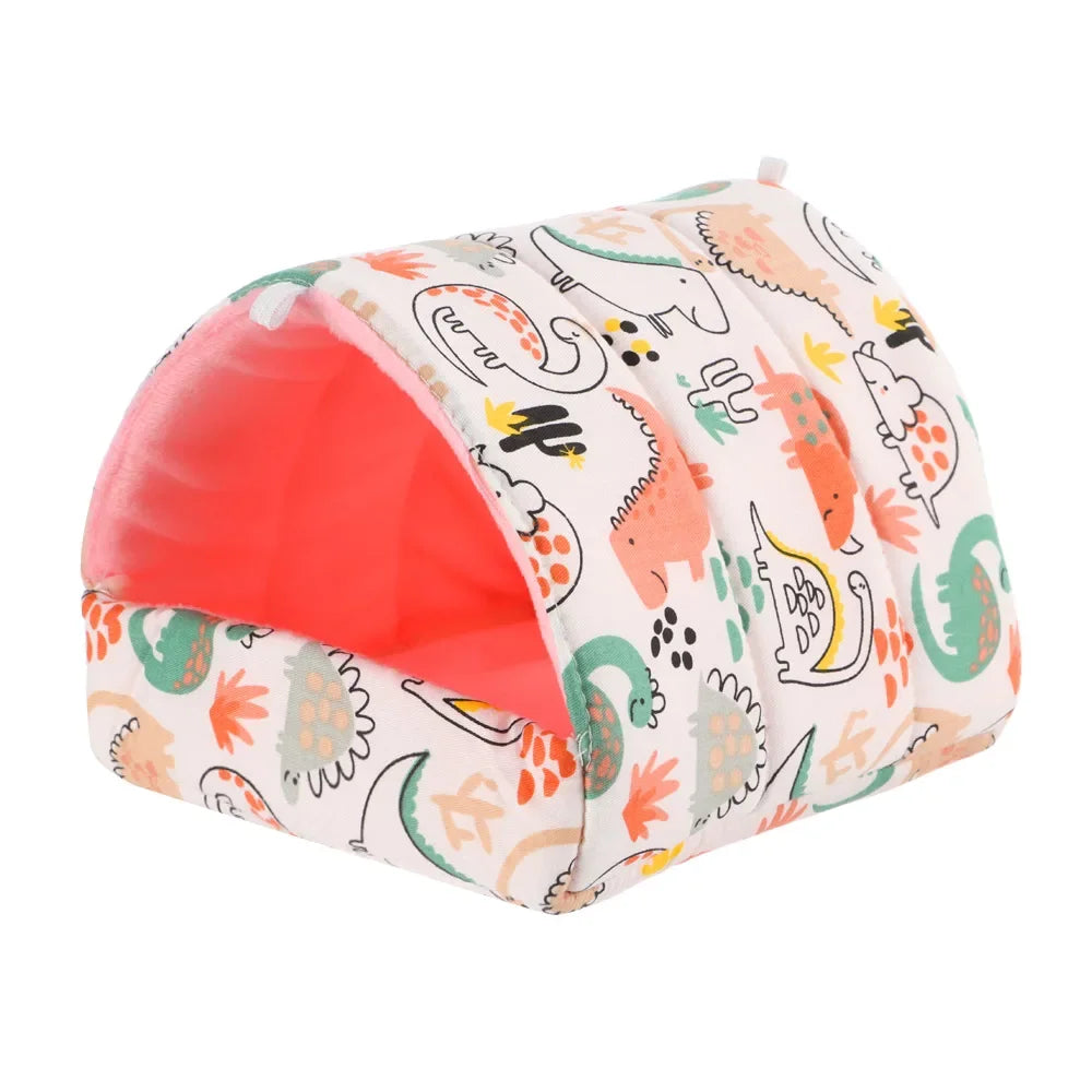 Cute Cartoon Plush Hanging Pet Nest — Warm Small Animal Sleeping Bed for Hamster, Guinea Pig, Rabbit (S/M/L/XL 3.15–7.87 in / 8–20 cm)