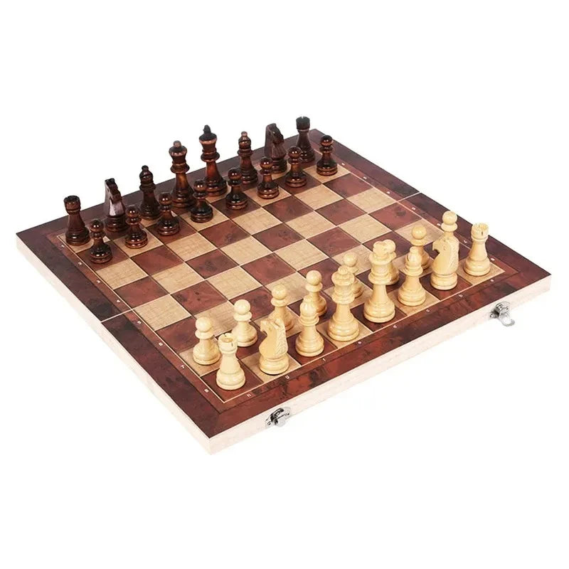 3-in-1 Board Game Set Chess, Backgammon and Checkers with Dice for Travel and Parties