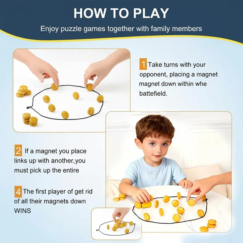 Magnetic Stones Strategy Game - Interactive Magnetic Board for Family, Kids & Adults - 3.4 cm (1.34 in)