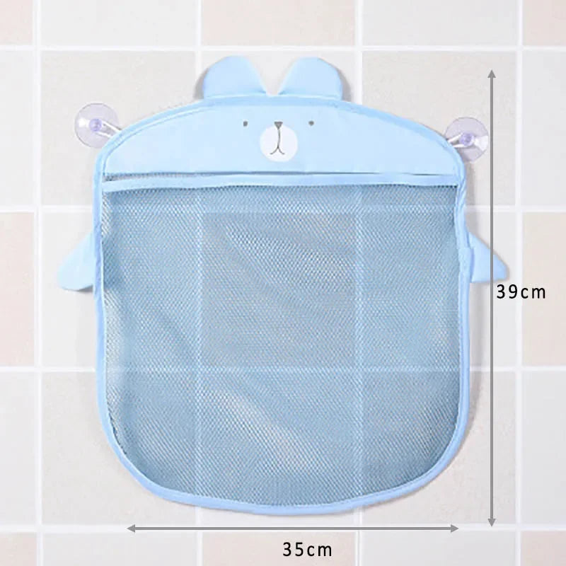 Baby Bath Toy Mesh Organizer with Suction Cups - Cartoon Animal Storage Bag for Kids