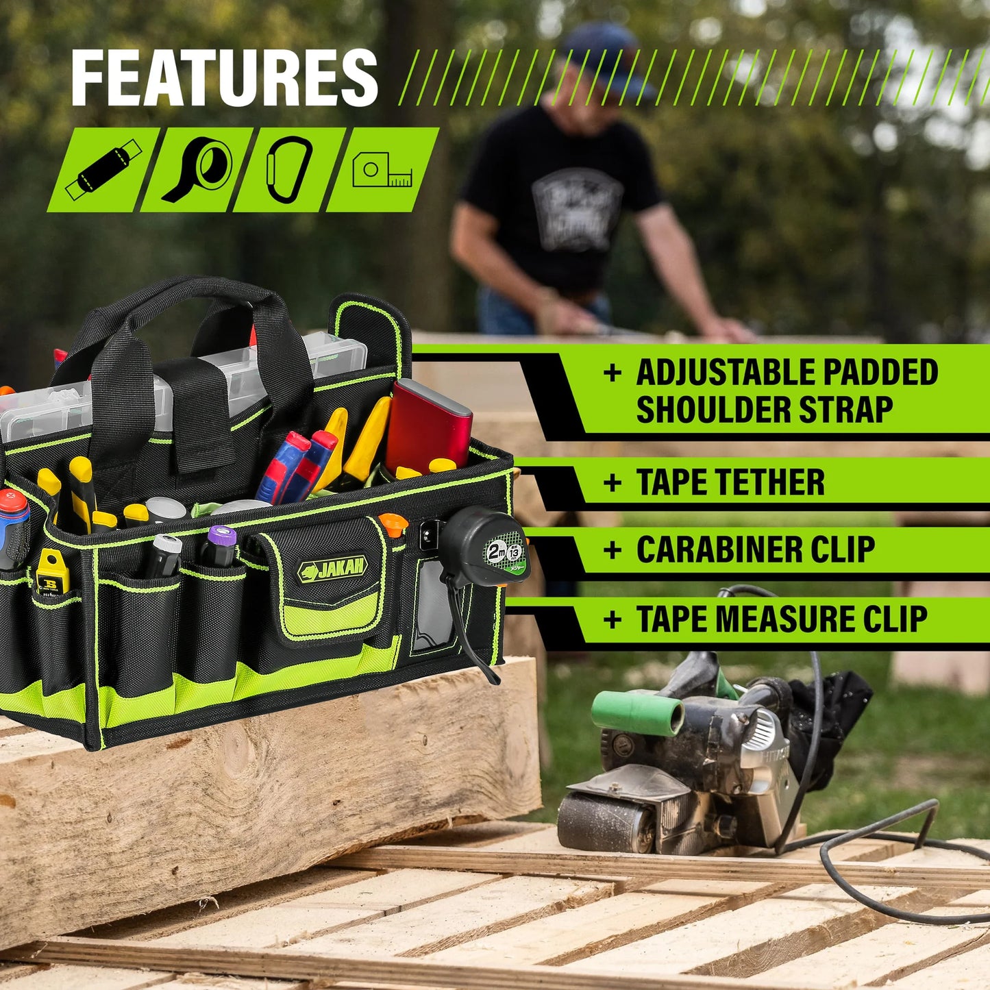 40-Pocket Tool Tote Bag for Electricians & HVAC Technicians - Heavy-Duty Tool Organizer Caddy