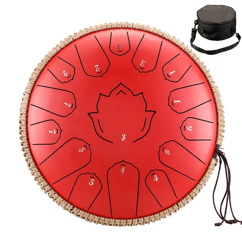 Steel Tongue Drum 13-Inch (32 cm) 15-Note C Scale Handpan-Style Percussion with Mallets & Carry Bag