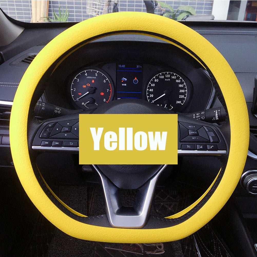 Universal Silicone Steering Wheel Cover – Elastic Non-Slip Grip, Fits 36–40 cm (14–16 in) Wheels, Multi-Color Car Accessory