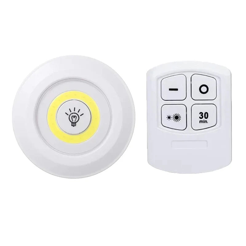 Dimmable Battery-Operated LED Under-Cabinet Light with Remote — Closet, Wardrobe & Bathroom Night Lamp
