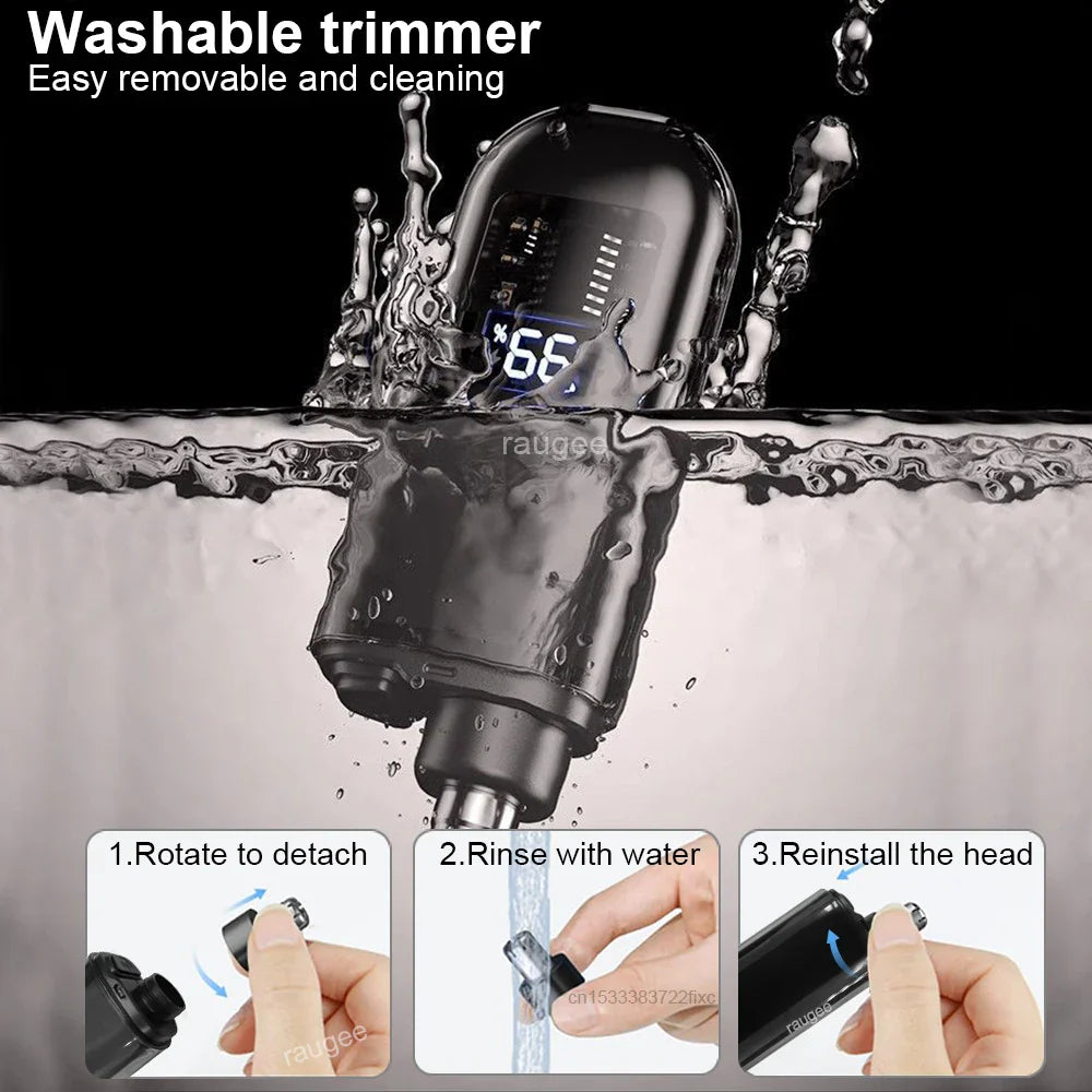 USB Rechargeable Mini Nose Hair Trimmer – Portable Electric Nose & Ear Hair Remover with LED Display, IPX7 Waterproof
