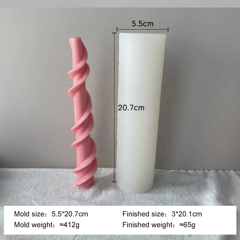 Geometric Spiral Long Rod Silicone Candle Mold for Handmade Aroma Candles & DIY Candle Making Supplies