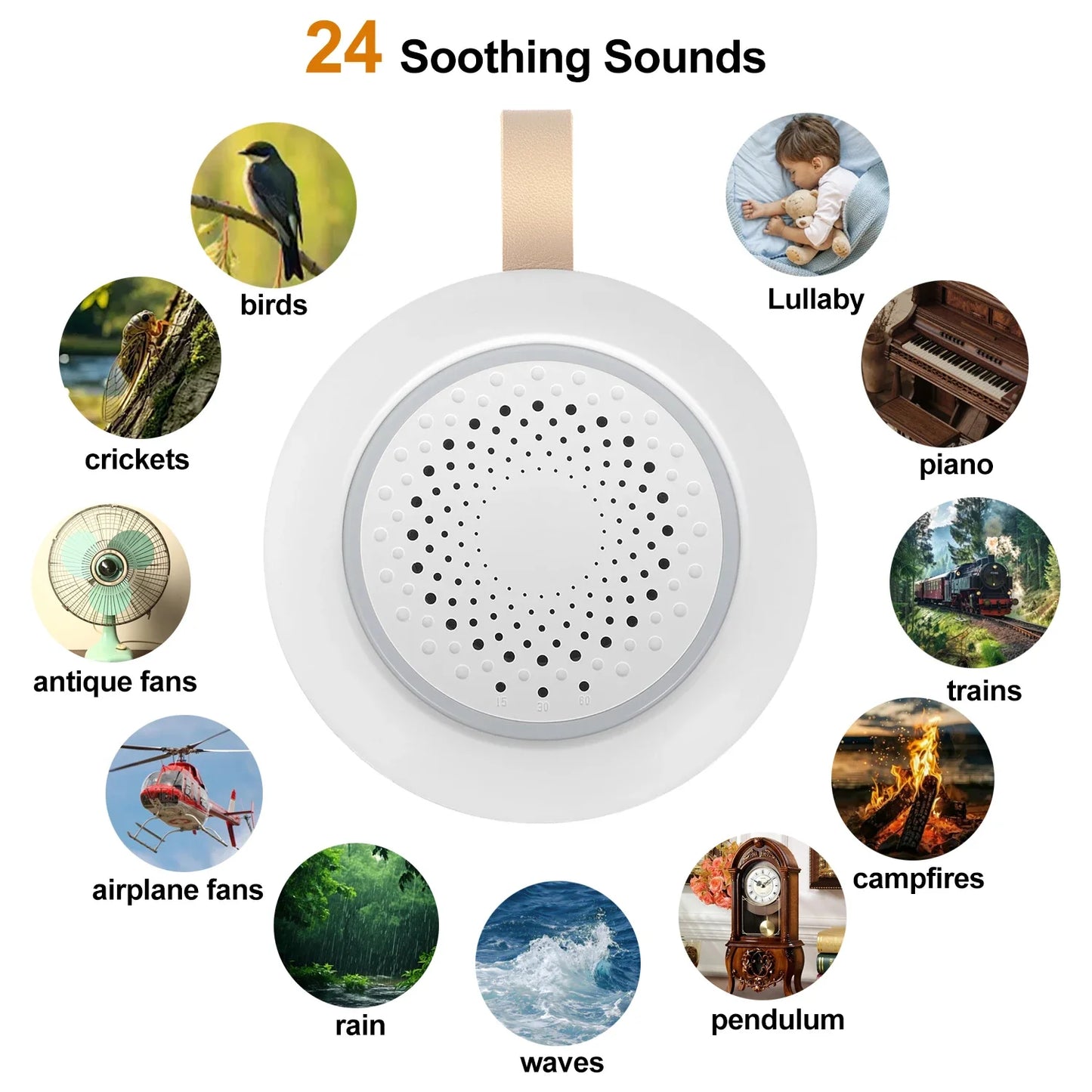 White Noise Machine 24 Soothing Sounds Portable Baby Sleep Aid with Night Light USB-C Rechargeable