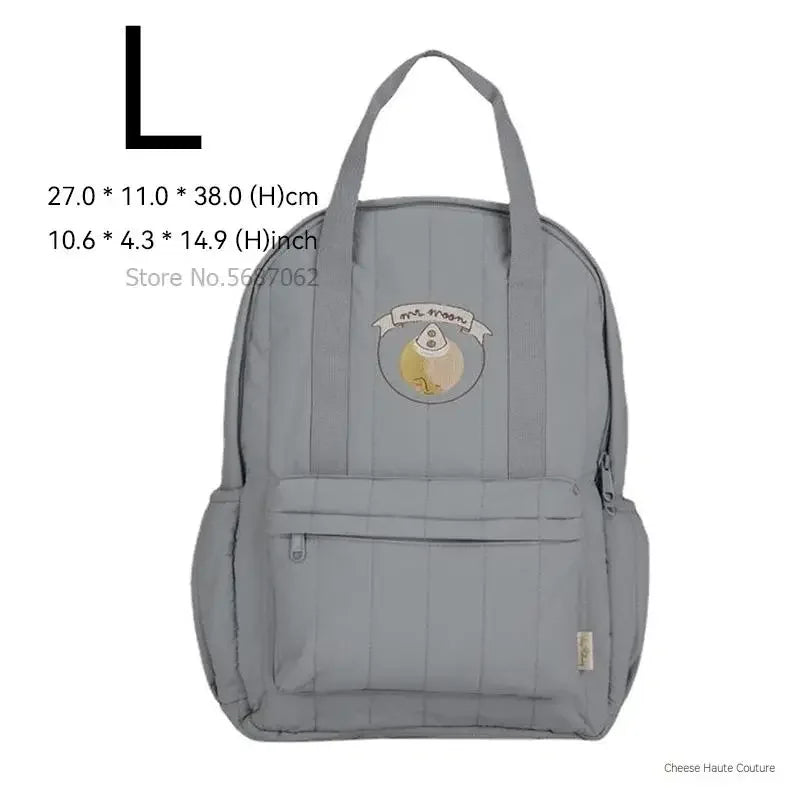 Kids Cotton Backpack (S/L) – Kindergarten & Travel Schoolbag for Toddlers, Children and Moms, Waterproof Geometric Cherry Lemon