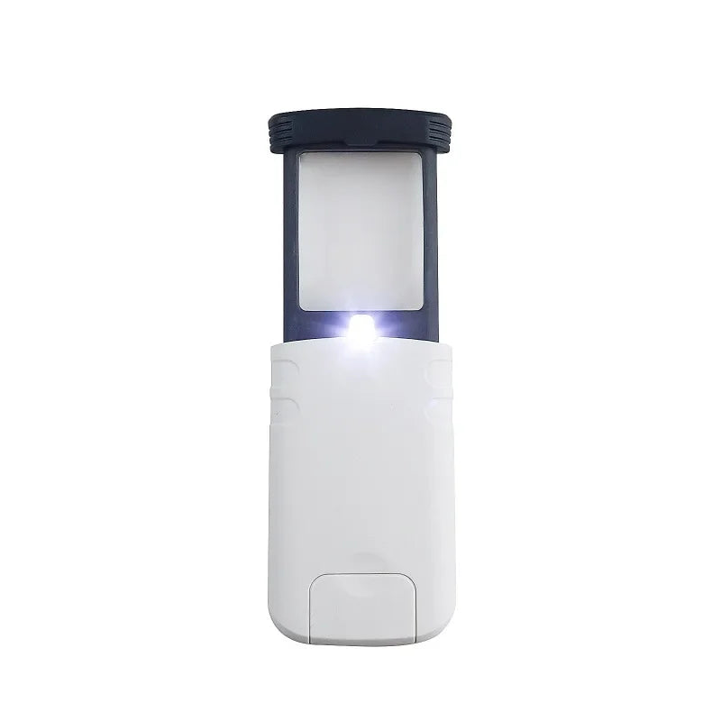 4x Foldable Pocket Magnifier Loupe with 3 LED Lights, Portable Illuminated Magnifying Glass for Jewelry, Reading & Crafts