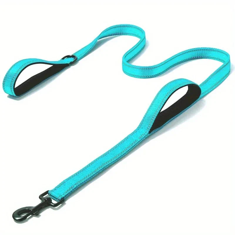 Heavy Duty Double Handle Dog Leash - Dual Handle Training Lead for Outdoor Travel & Greater Control