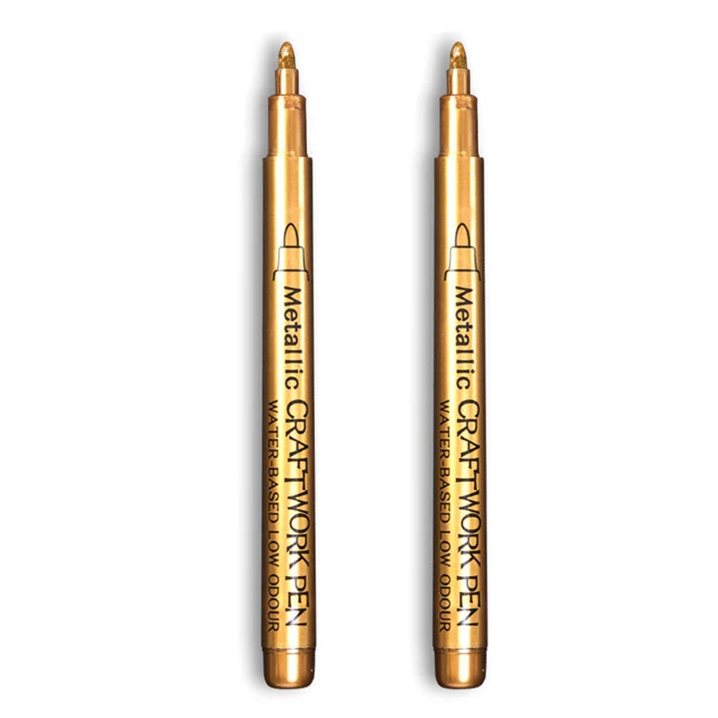 Metallic Brush Marker Pen (1 or 2-Pack) – Gold & Silver Permanent Metallic Ink for Crafts, Scrapbooking & Manga (14 cm / 5.5 in)