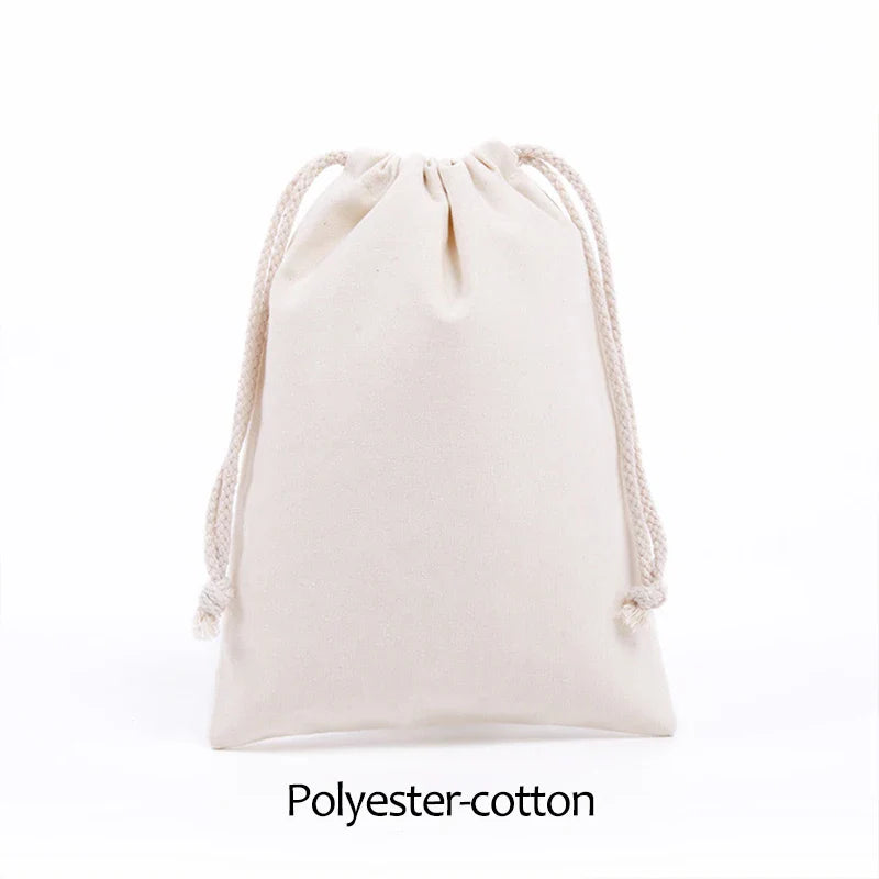 Cotton Drawstring Canvas Bags - White Reusable Gift & Storage Pouches for Candy, Jewelry, Travel and Home Organization