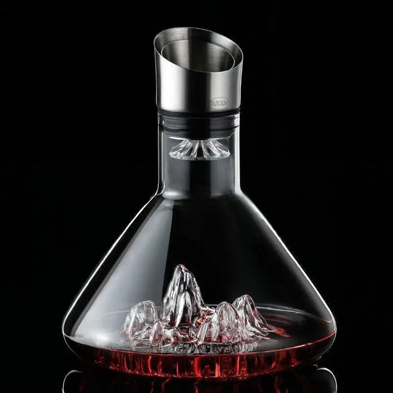 Iceberg Handmade Lead-Free Crystal Whisky and Wine Decanter Carafe with Pourer, 1.5L (1500 ml / 50.7 fl oz) Thickened Bar Dispenser
