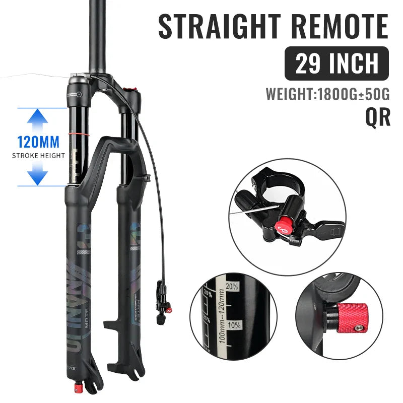 Air Suspension MTB Fork Rebound and Lockout Adjustment 26 / 27.5 / 29-Inch Straight or Tapered, 120mm (4.7in) & 140mm (5.5in) Travel