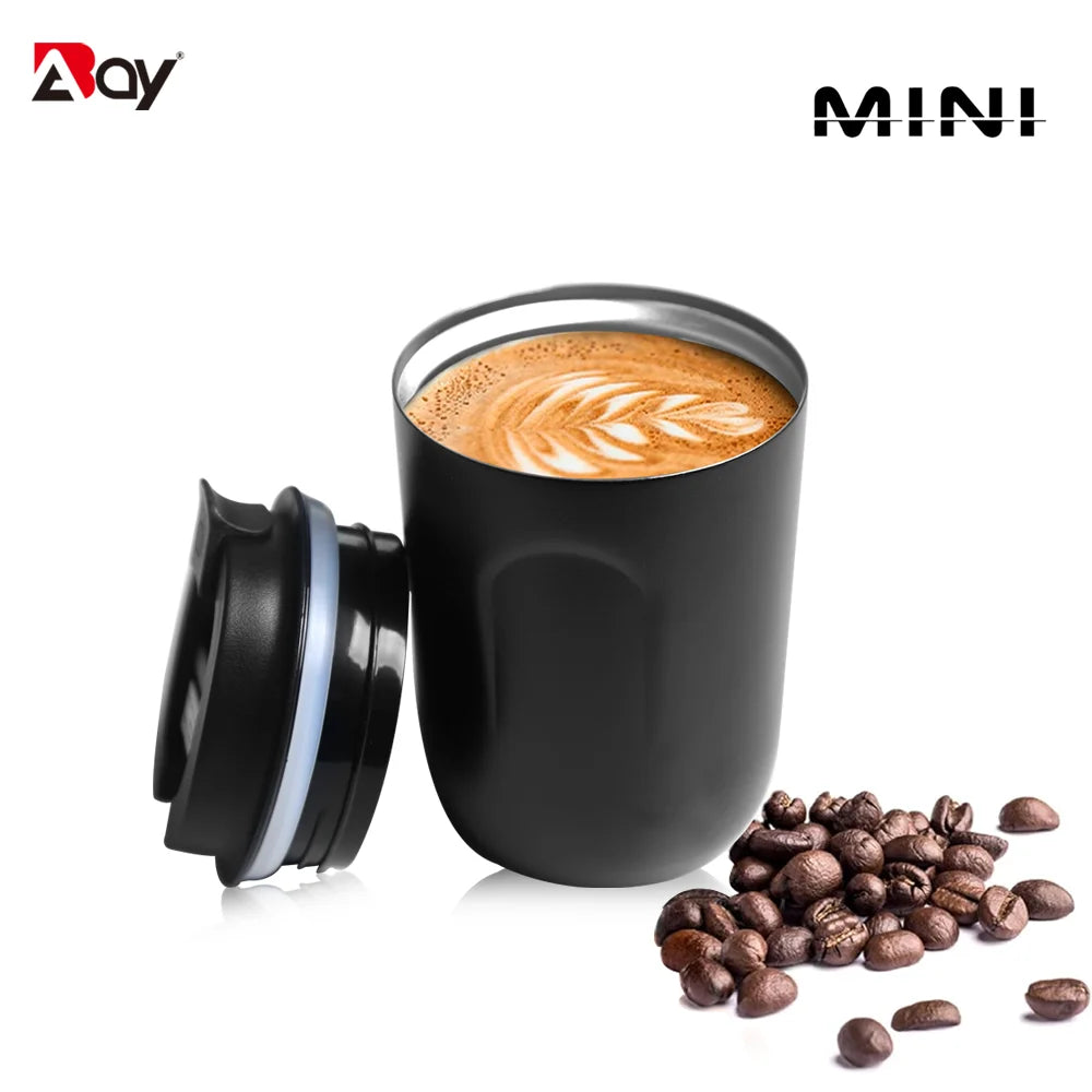 Mini 220ml (7.4 fl oz) Insulated Stainless Steel Travel Mug, Vacuum Coffee Tumbler, Portable Thermos