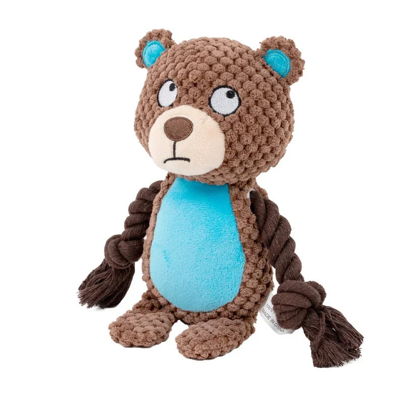 Indestructible Plush Squeaky Dog Chew Toy - Bite-Resistant Puppy Rattle for Small & Medium Dogs (7.5 x 3 in / 19 x 8 cm) - Assorted Animal Designs