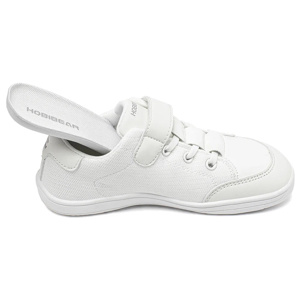 Kids Wide Toe Barefoot Sneakers Minimalist Lightweight Mesh & Faux Leather Hook & Loop Shoes