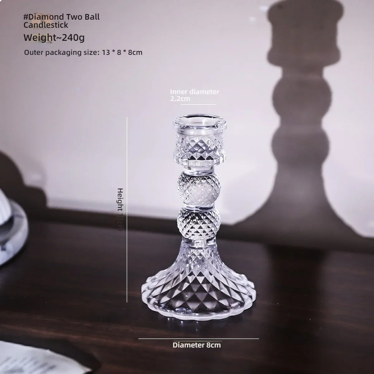 Clear Glass Pillar Candle Holder Table Candlestick for Dining Room Decor