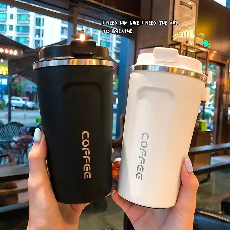Stainless Steel Vacuum Travel Mug 380ml (12.8oz) & 510ml (17.2oz) Leakproof Thermos for Coffee and Water