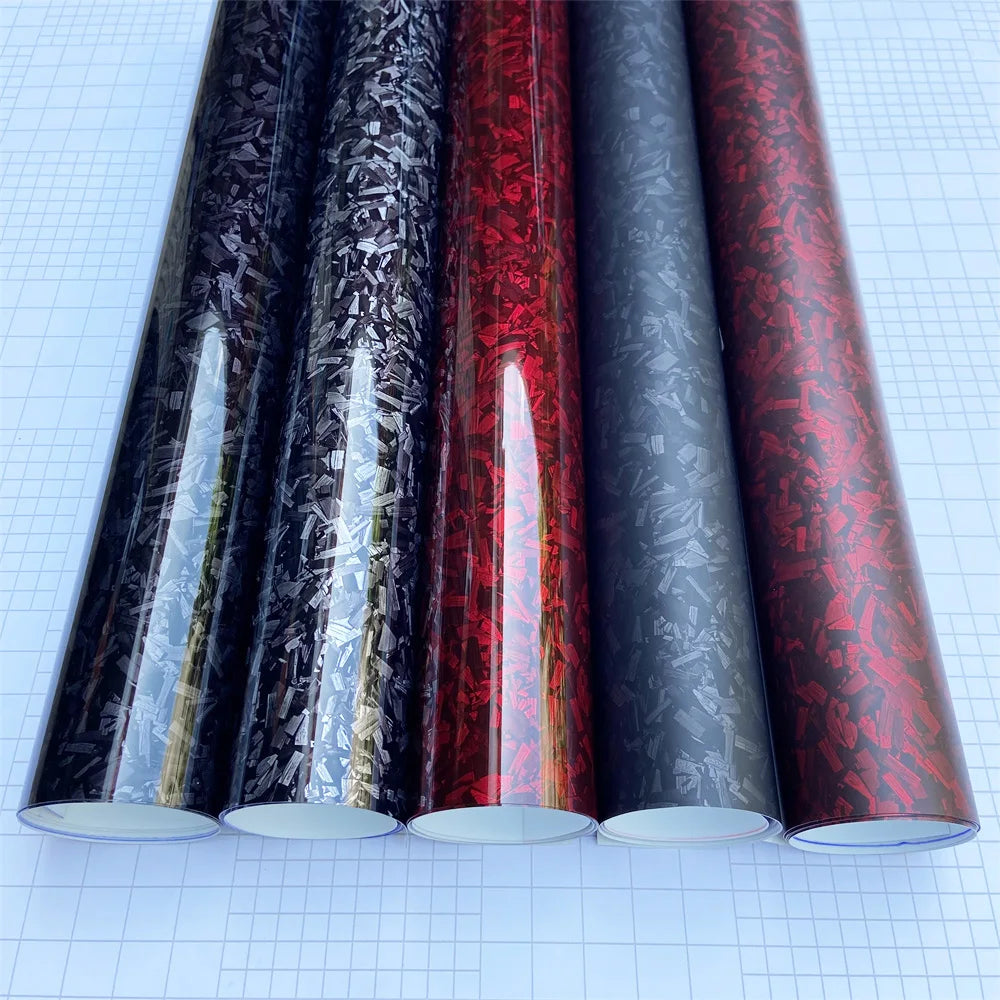 Forged Carbon Fiber Vinyl Wrap Roll Adhesive Car Wrap Film Gloss Matte Black Silver Red