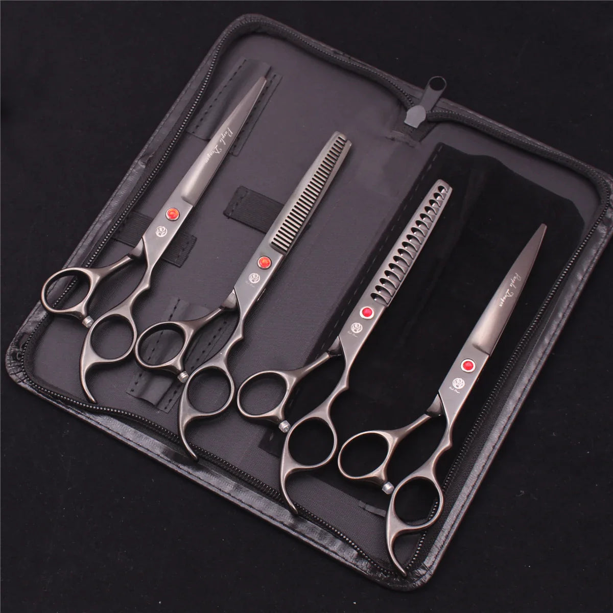 7-Inch (19.5 cm) Stainless Steel Pet Grooming Scissors Kit – Straight, Thinning, Chunker & Curved Shears