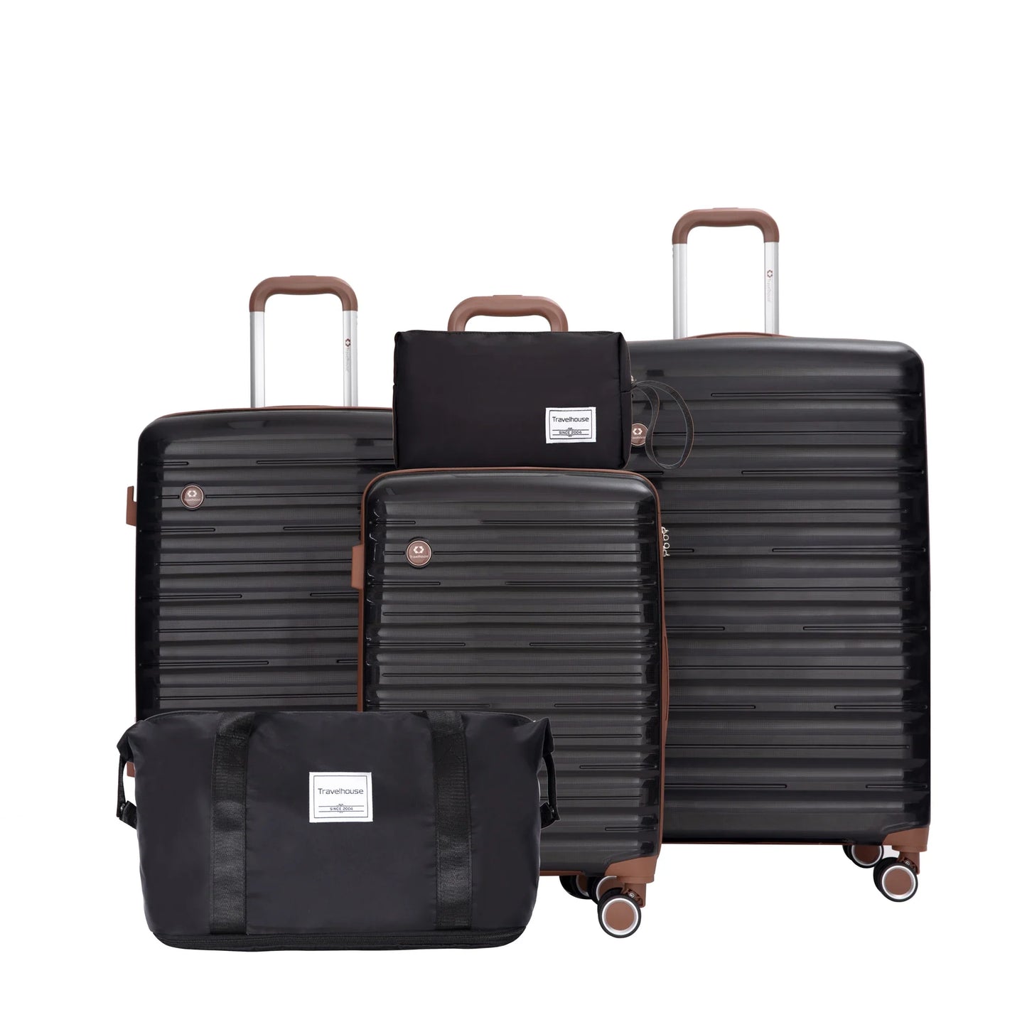 5-Piece Travel Luggage Set – 3 Hardshell Suitcases with Double Spinner Wheels & TSA Lock, Waterproof Duffel & Toiletry Bag