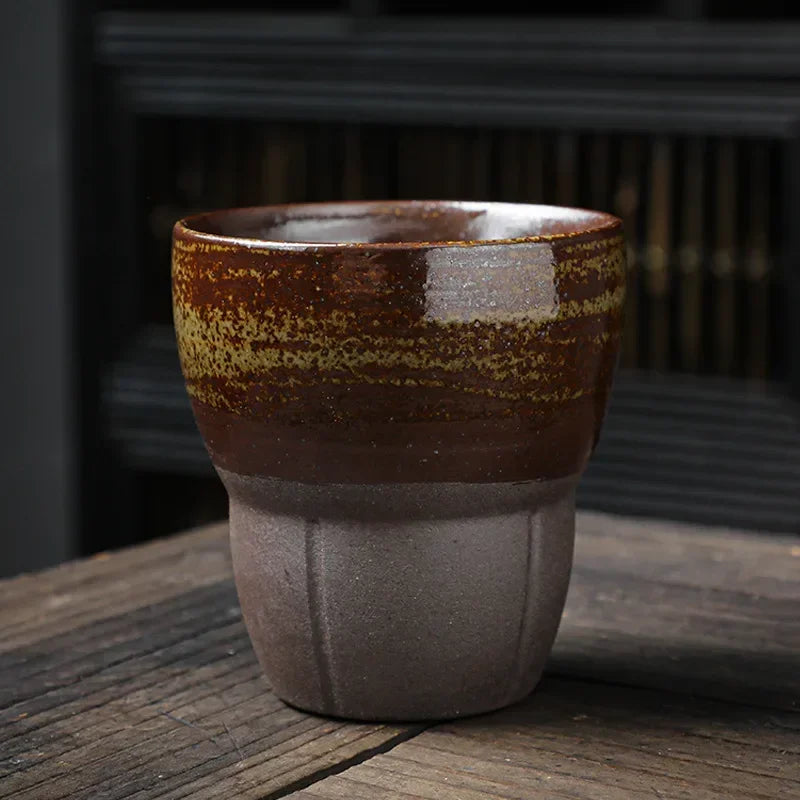 Japanese Style Rough Pottery Espresso & Gongfu Tea Cup Retro Ceramic Mug for Office and Home