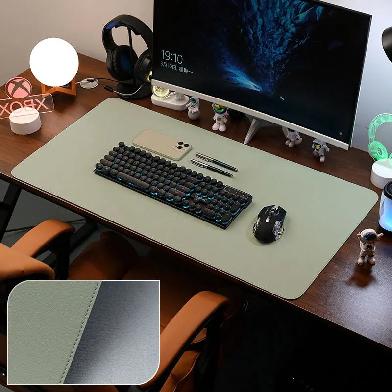 Large PU Leather Desk Pad Non-Slip Stitched Edge Office Mouse Pad and Desk Blotter