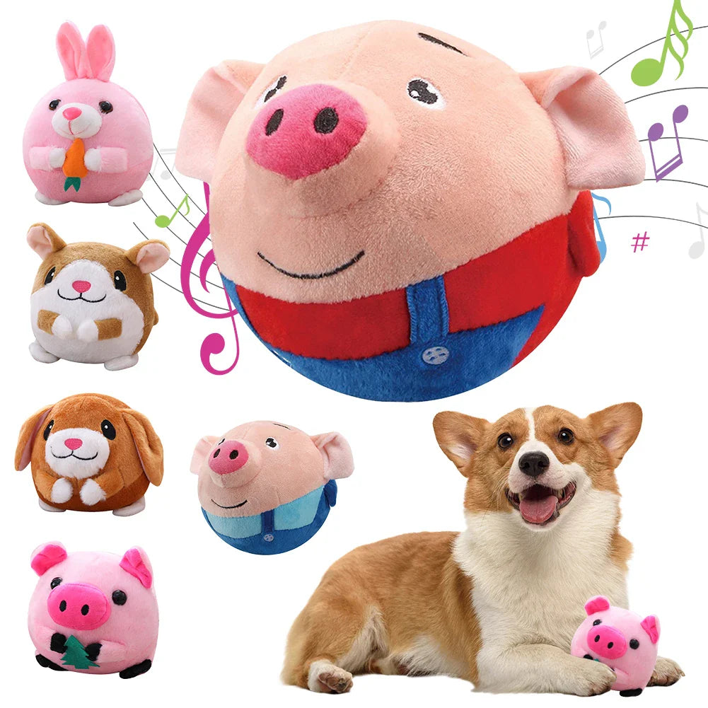 Automatic Plush Bouncing Dog Toy 5.9in (15 cm) Interactive Squeaky Self-Moving Bite-Resistant for Small & Medium Dogs