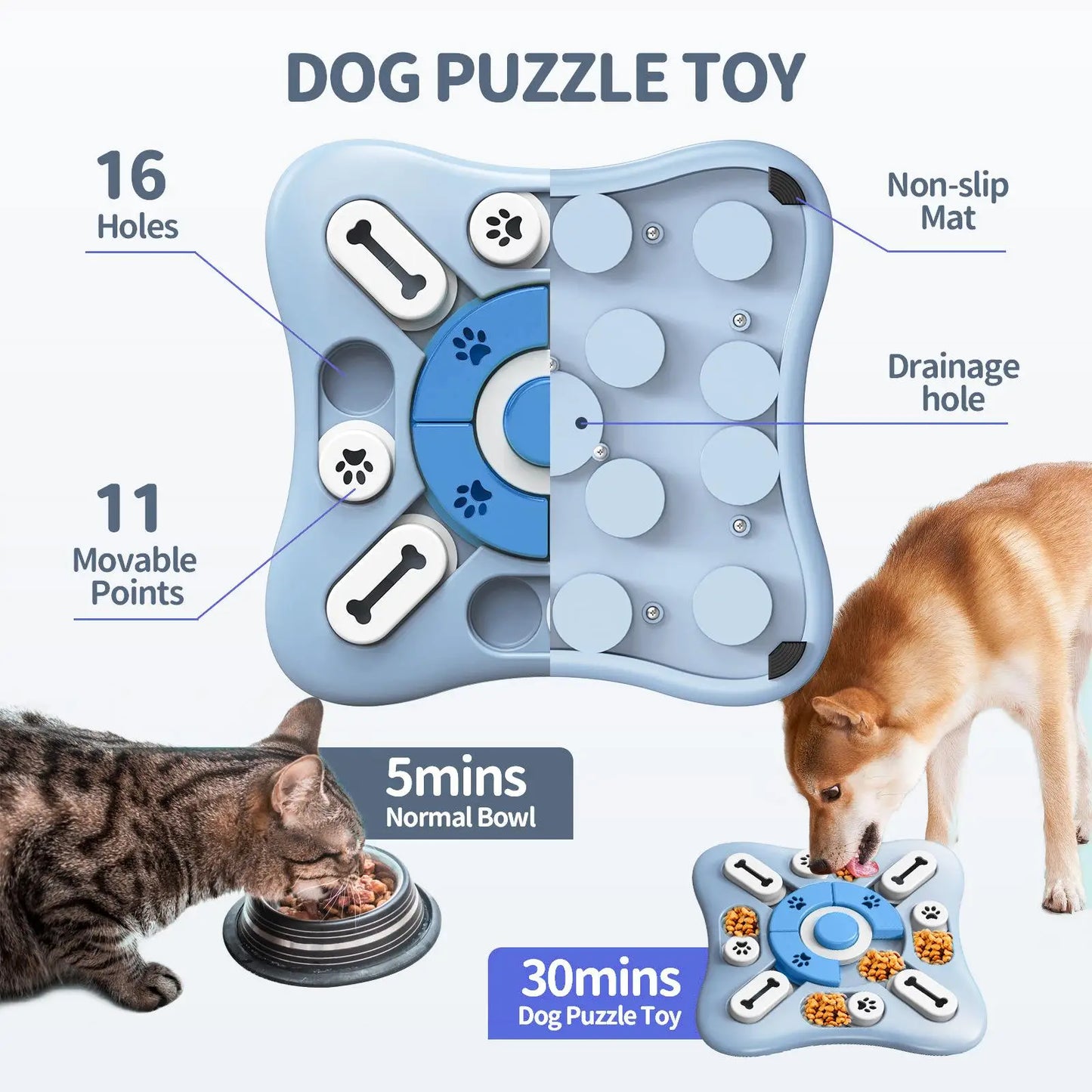 Interactive Dog Squeak Puzzle Toy with Treat Dispenser – Memory Training Slow Feeder, Dishwasher-Safe Plastic