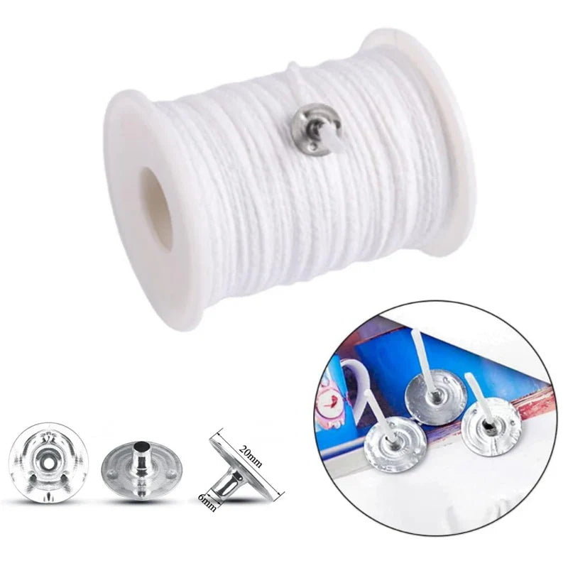 100-Pack Waxed Cotton Candle Wicks with Stand and Tabs, Smokeless Soy Wax-Core Candle Making Supplies