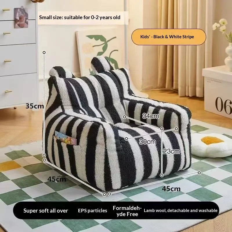 Lamb Fleece Kids Sofa Chair - Portable Cartoon Baby Armchair for Infants & Toddlers