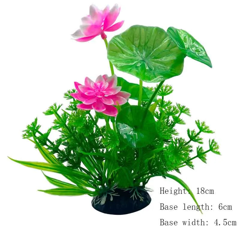 Artificial Aquarium Plants – Plastic Underwater Green Shrubs with Resin Base, Fish Tank Decoration
