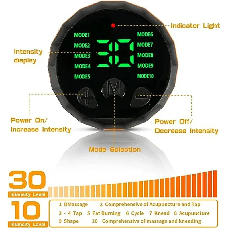 EMS Abdominal Muscle Stimulator Belt — USB Rechargeable, 10 Modes & 30 Intensity Levels, Adjustable 116 cm (45.7 in)