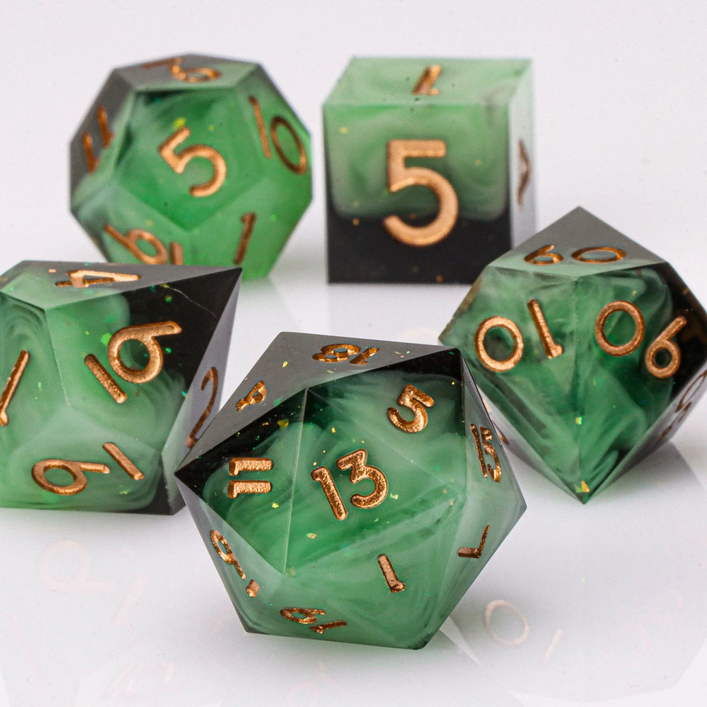 Handmade Resin 7-Piece D20 Polyhedral Dice Set for Dungeons & Dragons & Tabletop RPGs