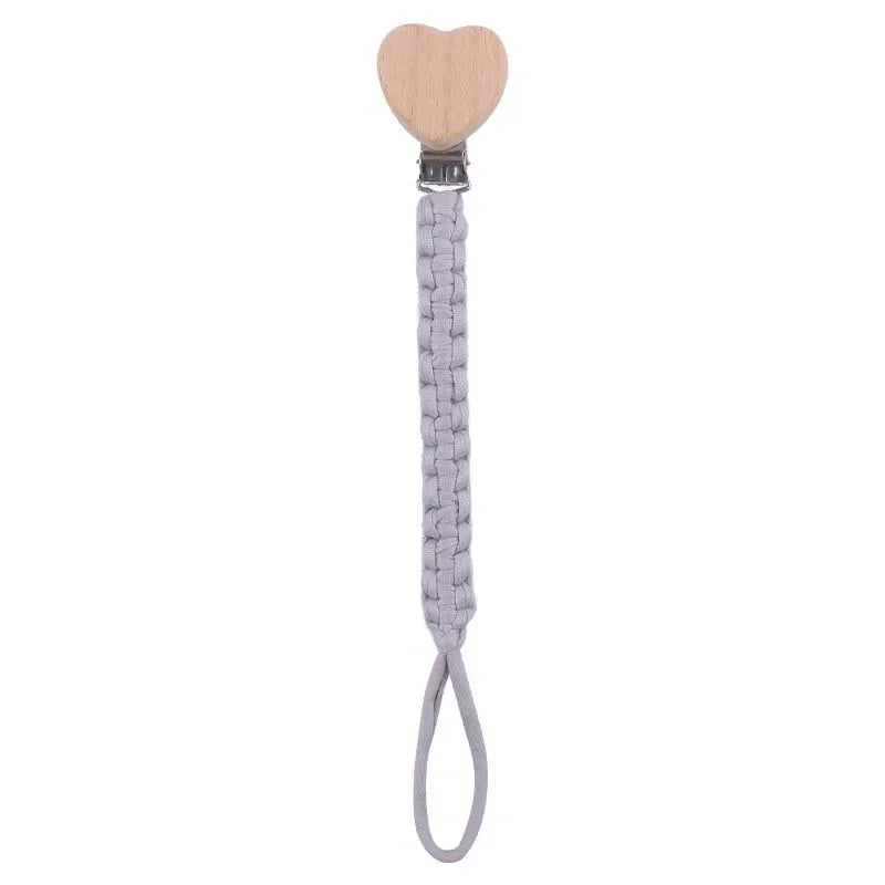 Personalized Wooden Pacifier Clip with Cloth Weave, Custom Name Baby Pacifier Chain and Teether Holder Newborn Gift