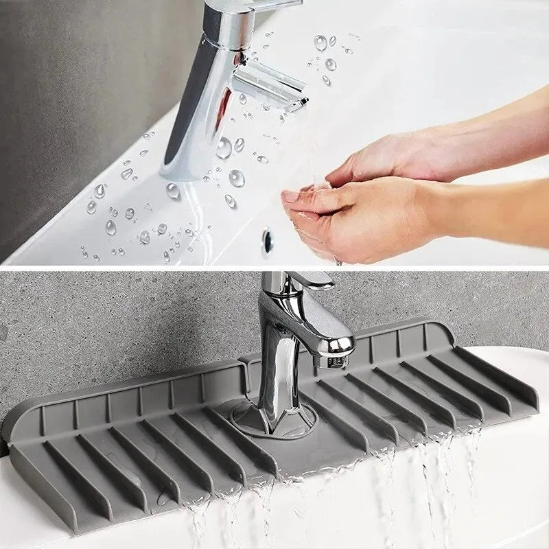 Silicone Sink Mat Sponge Holder – Wall-Mounted Dish Soap & Drain Pad Splash Guard Drying Mat 37 x 14 x 1.5 cm (14.6 x 5.5 x 0.6 in)