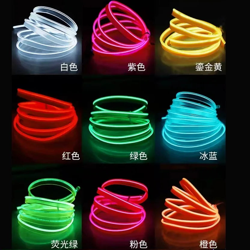 Car Interior LED EL Neon Strip - Flexible Ambient Auto Light for DIY 1/3/5/10M (3.3/9.8/16.4/32.8 ft)