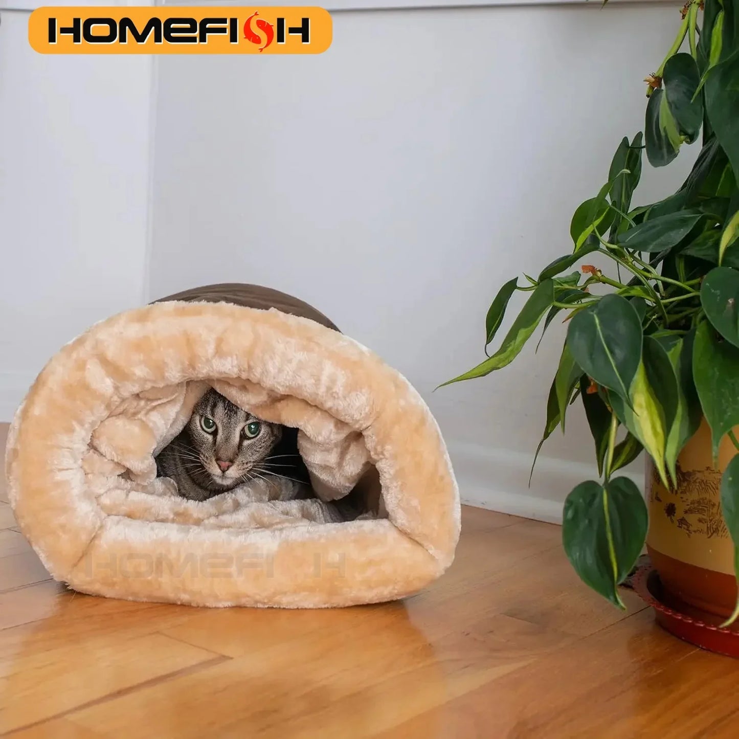 Semi-Enclosed Washable Cat Sleeping Bag Bed – Warm Nest for Small/Medium Cats, 65 x 48 cm (25.6 x 18.9 in)