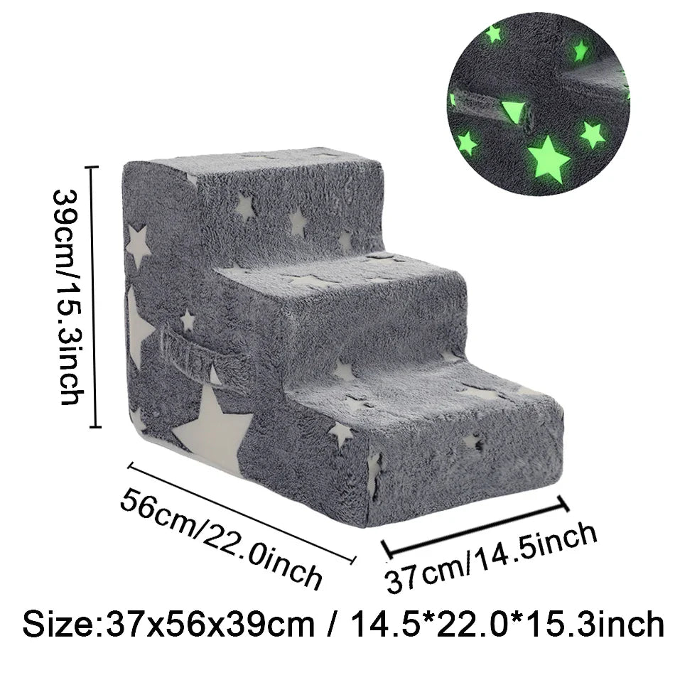 Pet Stairs for Dogs & Cats — 3- or 4-Step Detachable Sponge Ramp, Washable Waterproof Anti-Bite Pet Ladder