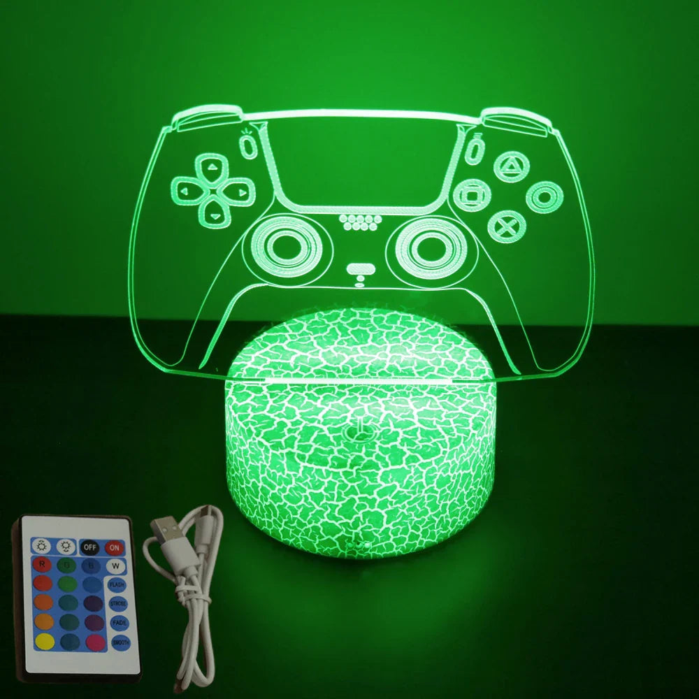 3D LED Neon Gamer Lamp - RGB Acrylic Night Light with Remote & Touch for Kids & Gaming Room