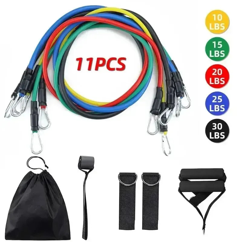 11-Piece TPE Resistance Band Set – Home Workout Kit with Door Anchor, Handles, Ankle Straps & Carry Bag